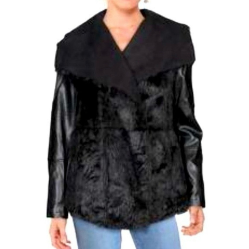 WD.NY Black Faux Fur Teddy Jacket